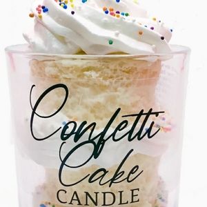 Confetti cake in a cup candle